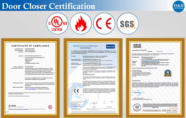 Door Closer Certification-D&D Hardware Door Closer Certification-D&D Hardware