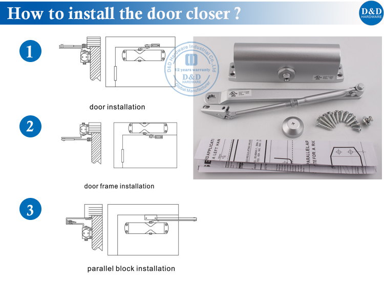 Installation the Door Closer-D&D Hardware 闭门器安装 DDDC006