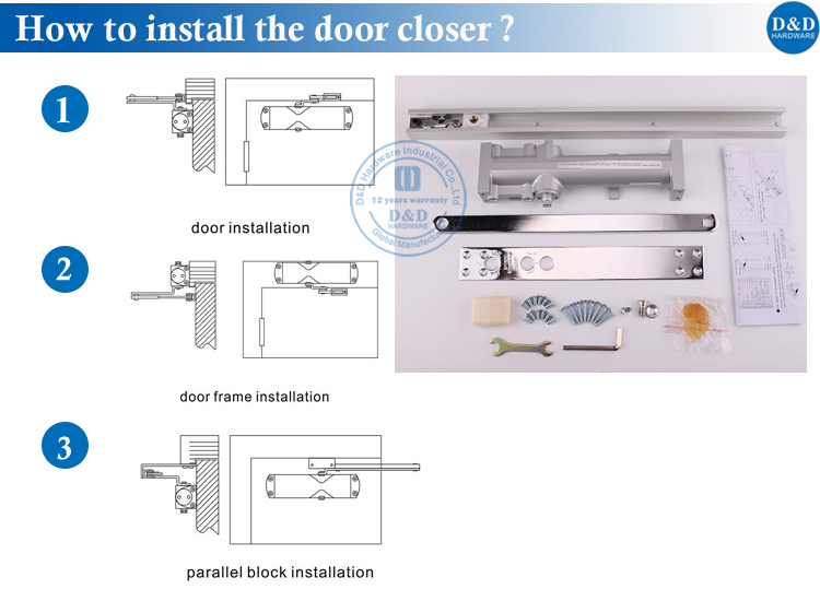 Installation the Door Closer-D&D Hardware 闭门器安装DDDC009