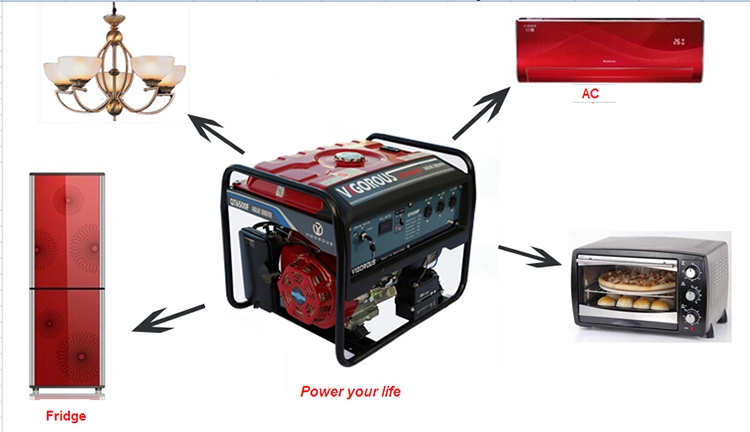 5KW AC Single Phase Key Start Portable Generator Petrol Engine Generator - 110V / 240V /50HZ/60Hz