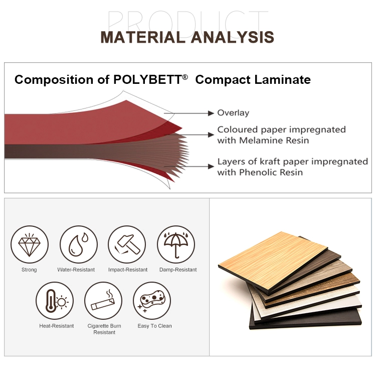 decorative waterproof fireproof heat resistant double finish 2 faces color hpl high pressure compact phenolic laminate board