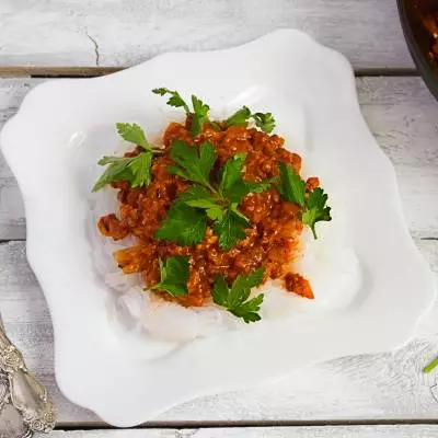 Pad thai Konjac Fettuccine with bolognese sauce preview