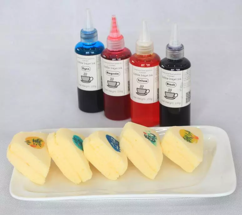 The edible inkjet ink on the cake and ice cream for directly print the portable selfie photo cake pattern printer