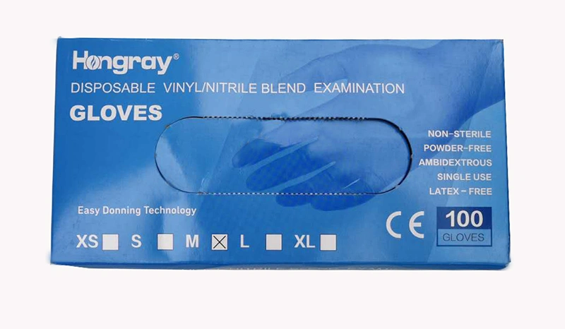 China Manufacture Blend Vinyl Nitrile Gloves Examination Powder Free Synthetic