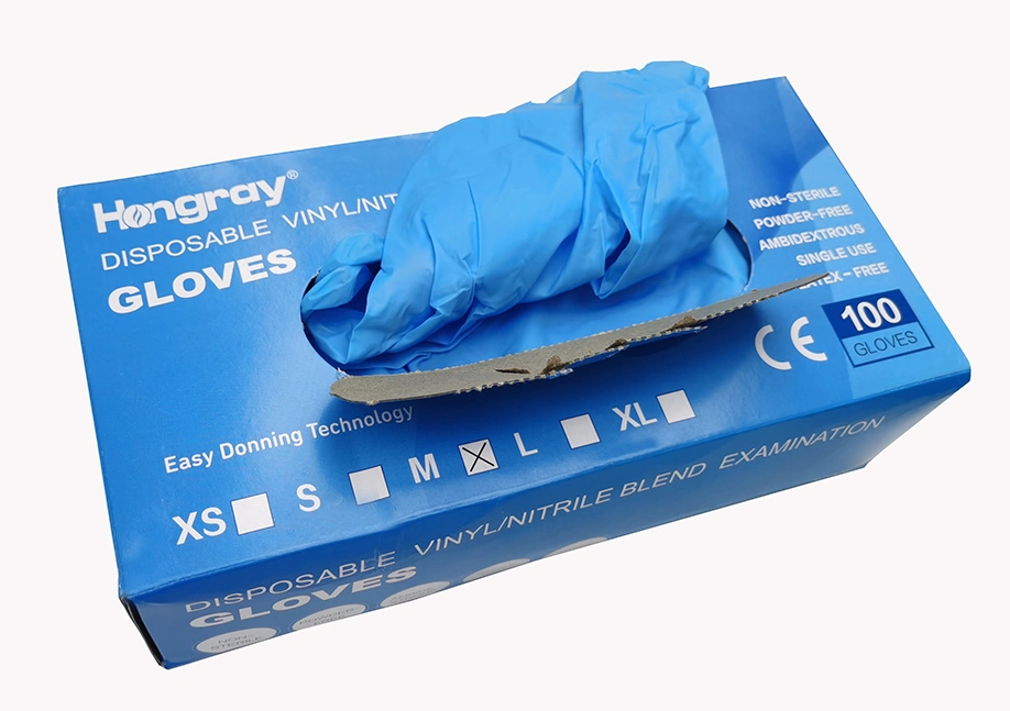 China Manufacture Blend Vinyl Nitrile Gloves Examination Powder Free Synthetic