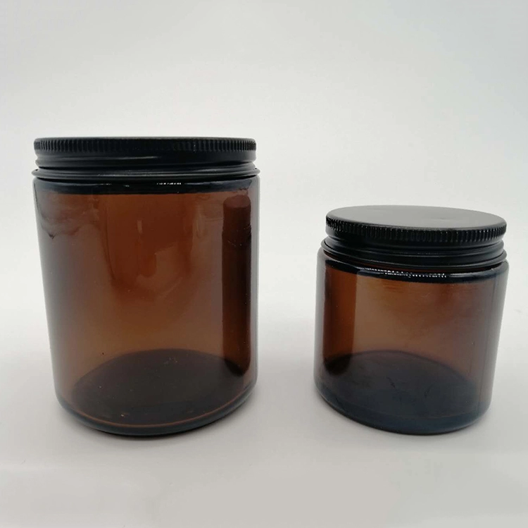 New Arrival 4oz 9oz 15oz Glass Straight Sided Jar Promotion Round Amber Glass Candle Jar with Metal Lids or Plastic Lid on Sale