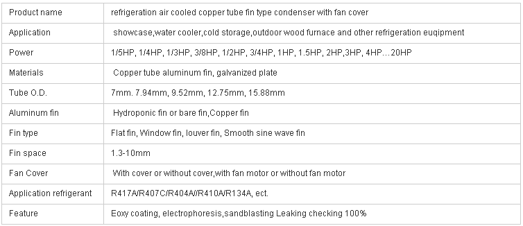 R404a R134a Industrial Air Cooled Copper Condenser For Cold Storage