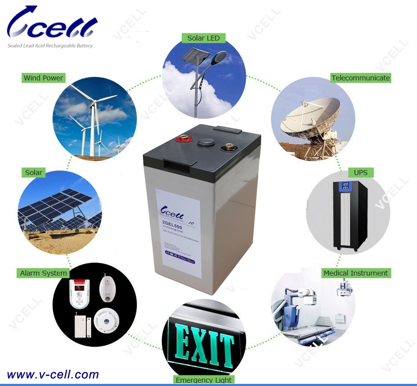 Factory Direct Supply VRLA GEL Solar Panel Battery 2V 500ah
