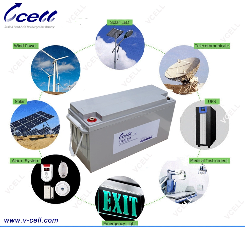V-CELL Sealed Lead Acid Rechargeable 12V150ah Solar Energy Gel Battery