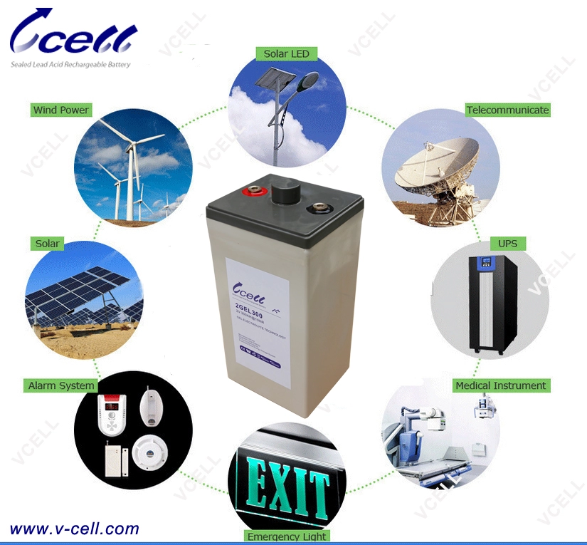 Long Life Solar Deep Cycle GEL AGM Battery 2V300Ah