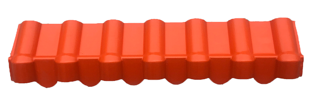 PVC roof tile main ridge Brick red draining board.png