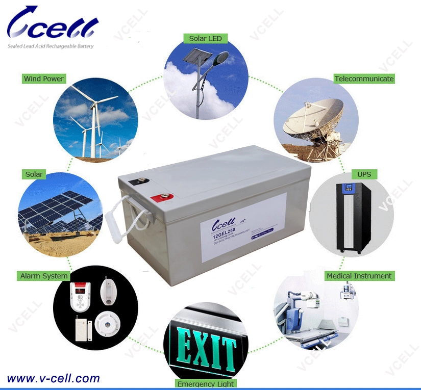 V-CELL battery 12V250ah VRLA Rechargeable Gel Deep Cycle Battery