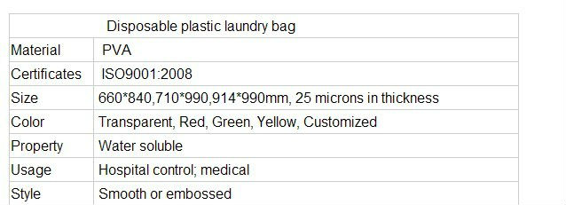 Water Soluble Bag for Infection Control