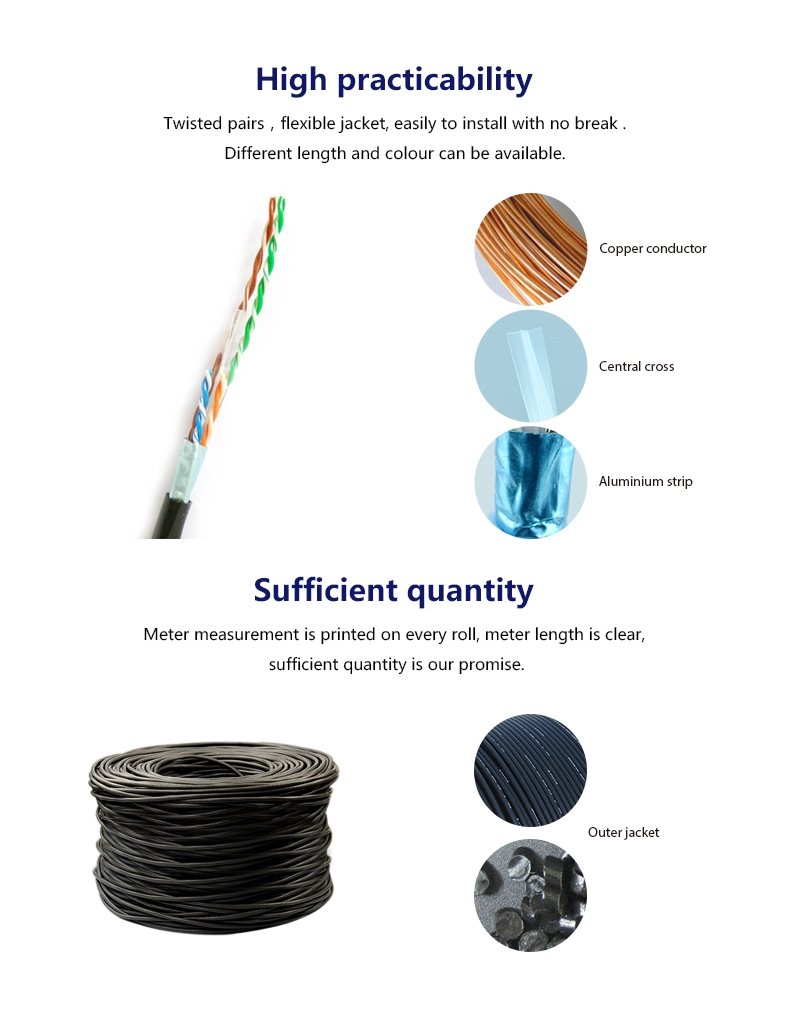 CAT6 UTP SHIELED black color cable 5000FT