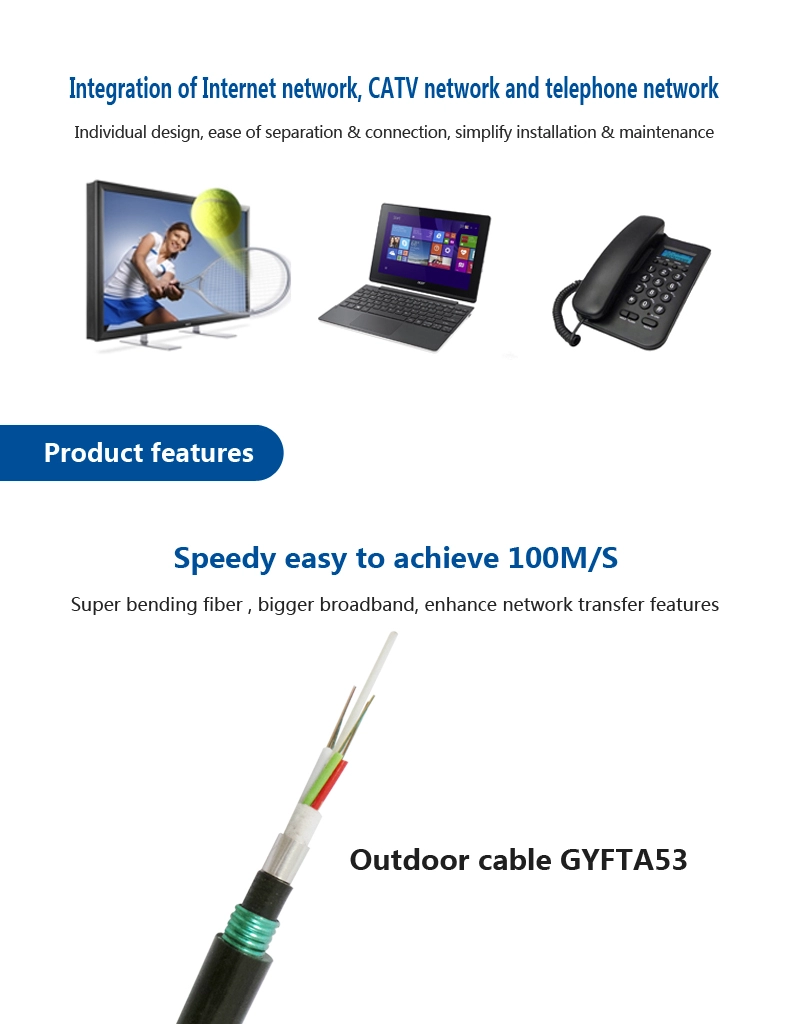 India Sterlite 6 core outdoor fiber optic cable GYFTA53
