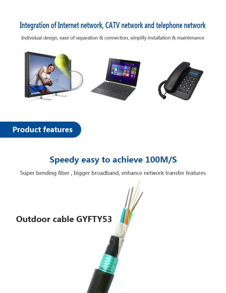 Outdoor Armoured GYTA53 GYTS53 GYXTW53 GYFTY53 Direct Buried Underground Fiber Optic Cable