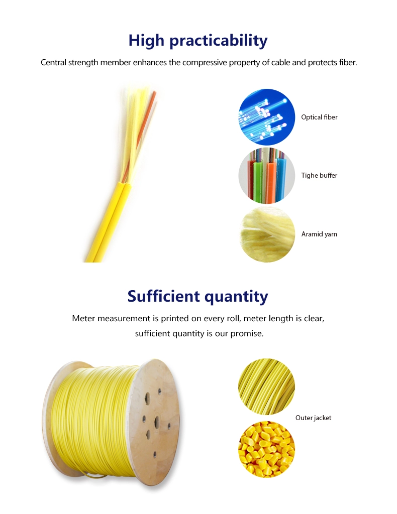 Indoor FTTH duplex 2 core figure 8 multimode optical fiber cable GJFJBH/GJFJBV