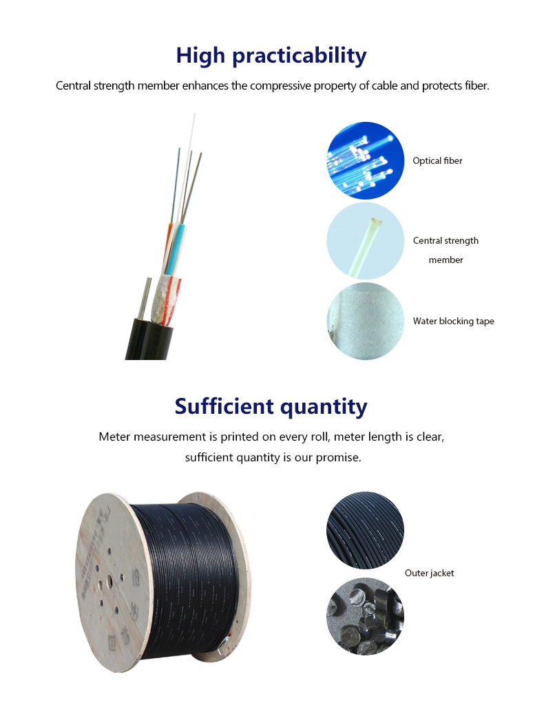 GYFC8Y 2-12 core FRP singlemode multimode G652D fiber optic cable 2km per drum price
