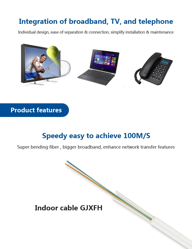 indoor FTTH G657A drop cable optic fiber cable GJXFH