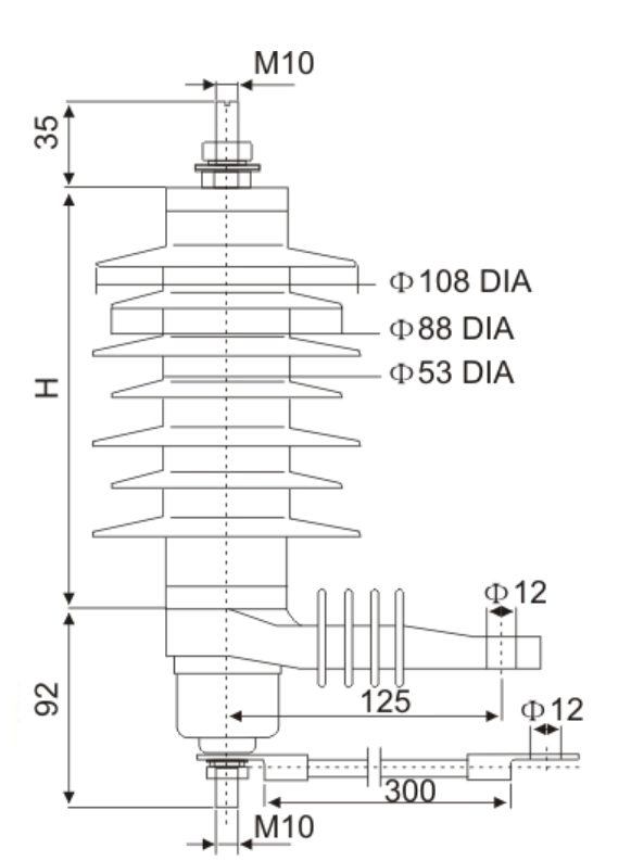 YH5W,YH10W Series Polymer Housing Metal-oxide Surge Arrester HY5W(HY10W)-33KV