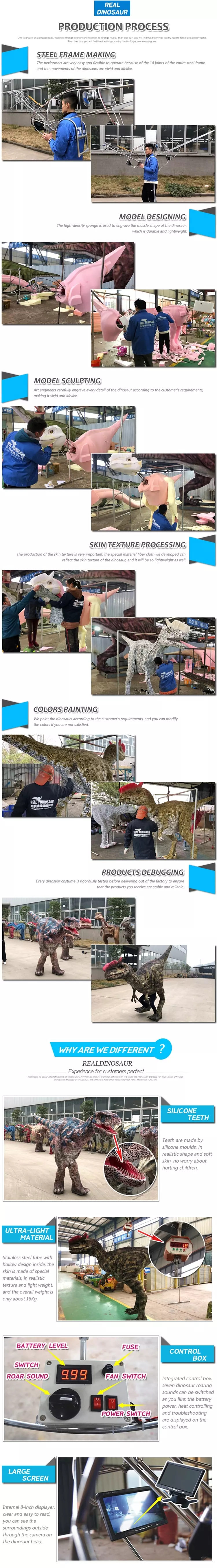 Dinosaur Entertainment Interactive Adult Life Size Dinosaur Costume Velociraptor for Park and Show