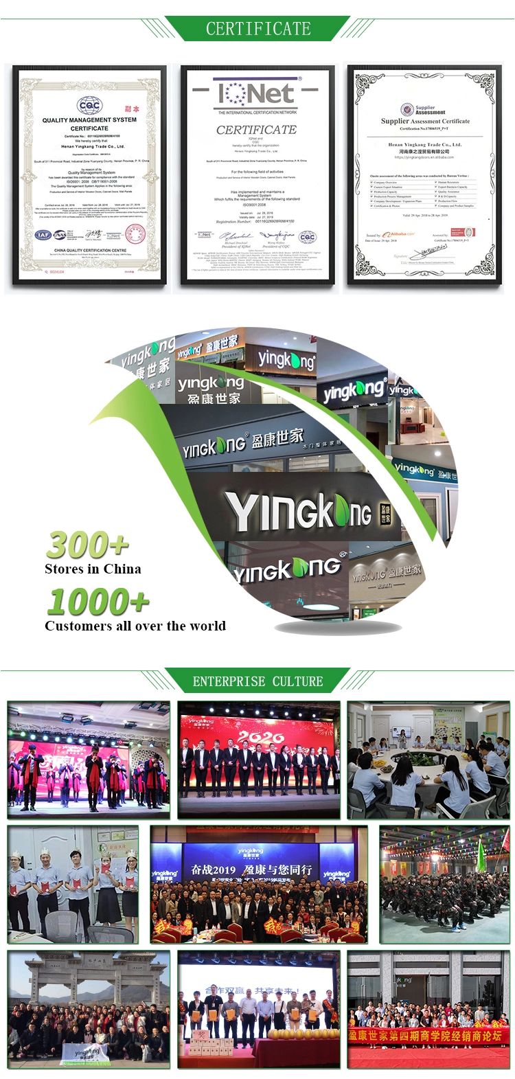 Yingkang eco-friendly abs/wpc door design waterproof