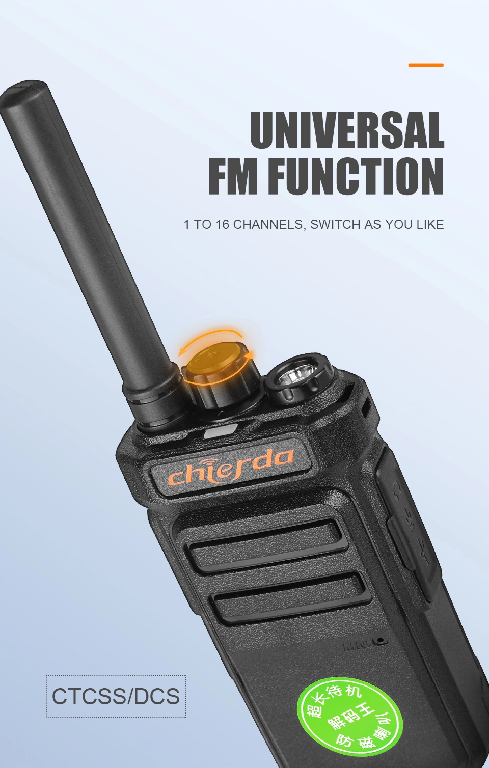 VHF/UHF 2W walkie talkie type-c charger two way radio Long standby