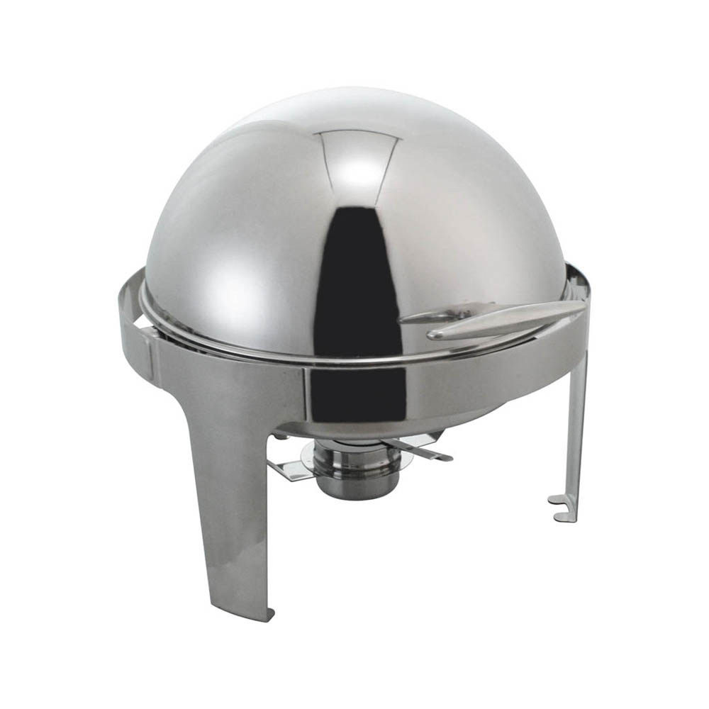 Hot Sale 6L Roll top round glass lid buffet food warmer stainless steel Chafing Dish
