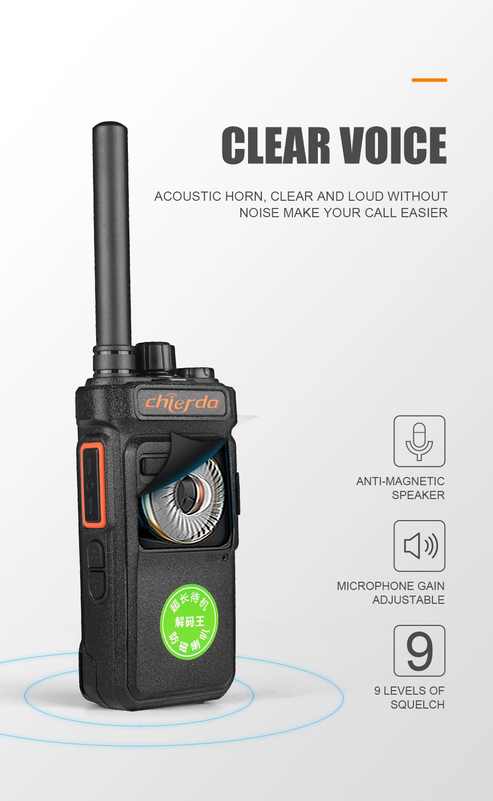 VHF/UHF 2W walkie talkie type-c charger two way radio Long standby
