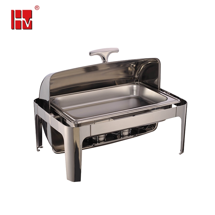 Catering Serving Full Size Rectangular Roll Top Stainless Steel Buffet Chafing Dishes