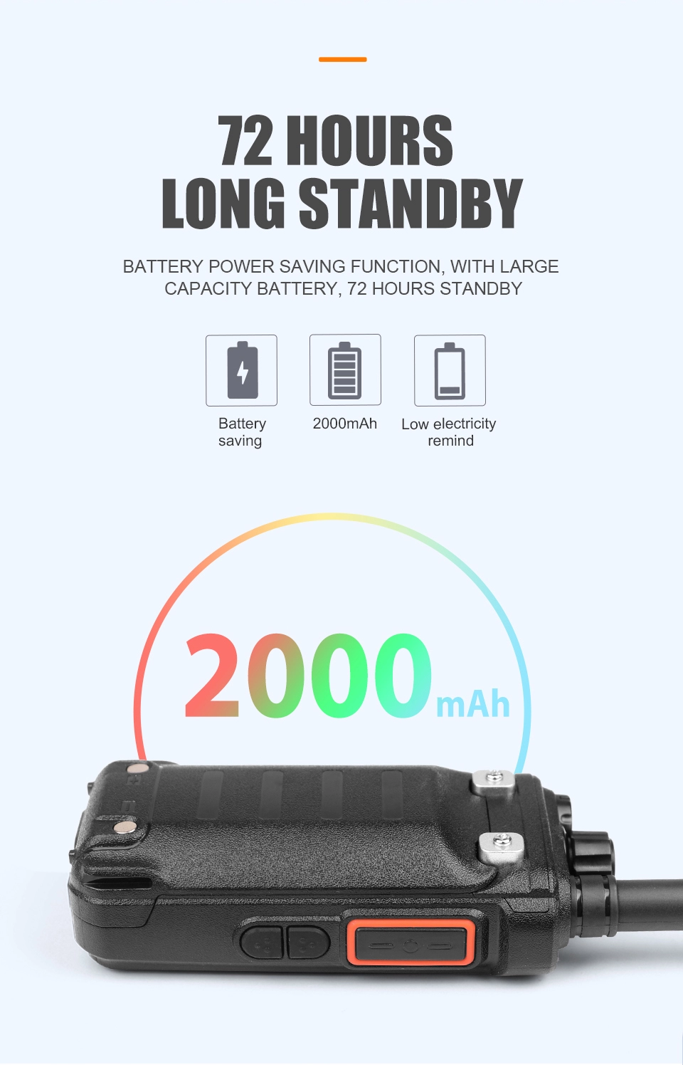VHF/UHF 2W walkie talkie type-c charger two way radio Long standby