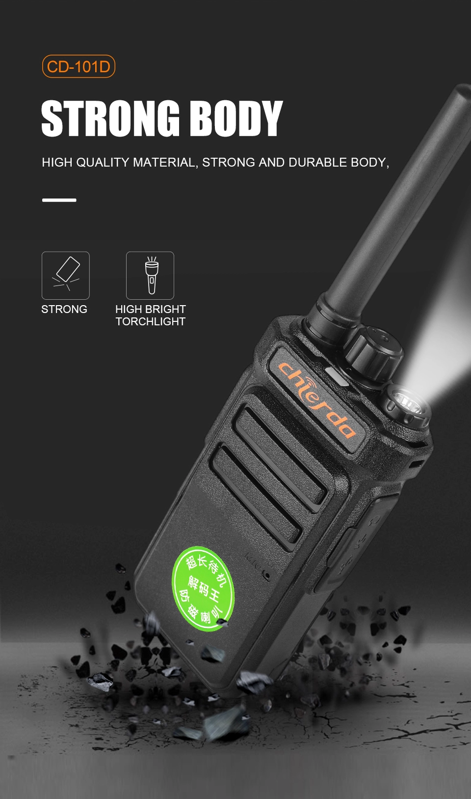 VHF/UHF 2W walkie talkie type-c charger two way radio Long standby