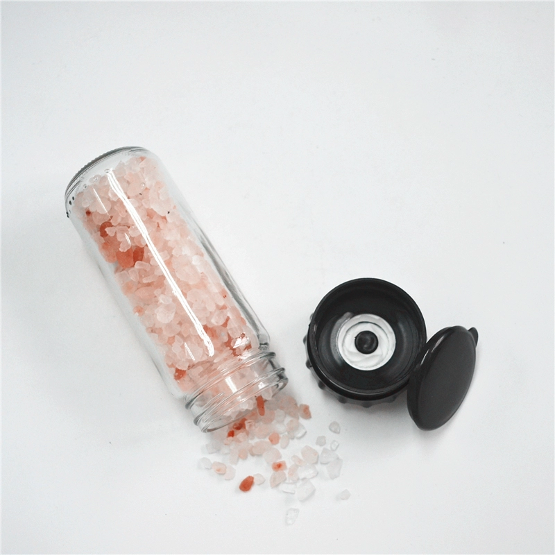 hot new ceramic core manual plastic spice grinder salt and pepper mill set with 100ml glass bottle
