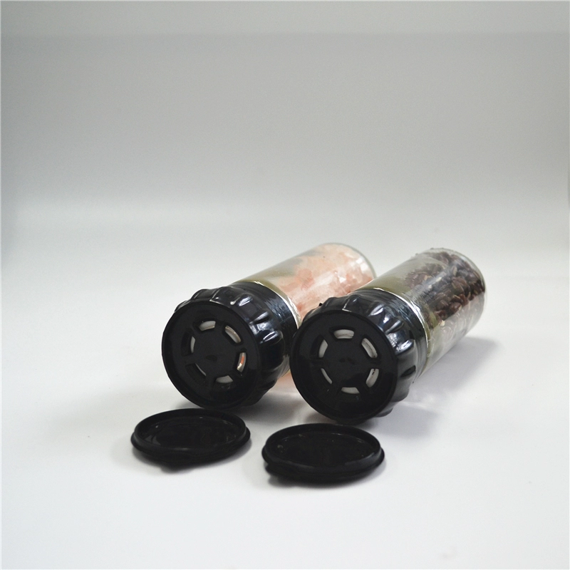 hot new ceramic core manual plastic spice grinder salt and pepper mill set with 100ml glass bottle