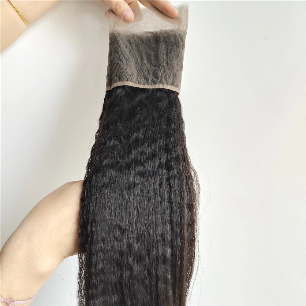 8A Yaki kinky straight brazilian human hair 13*4 lace frontal closure
