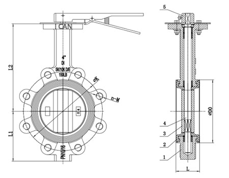 图片关键词 Replacebale Seat Pinless Lug Butterfly Valve drawing
