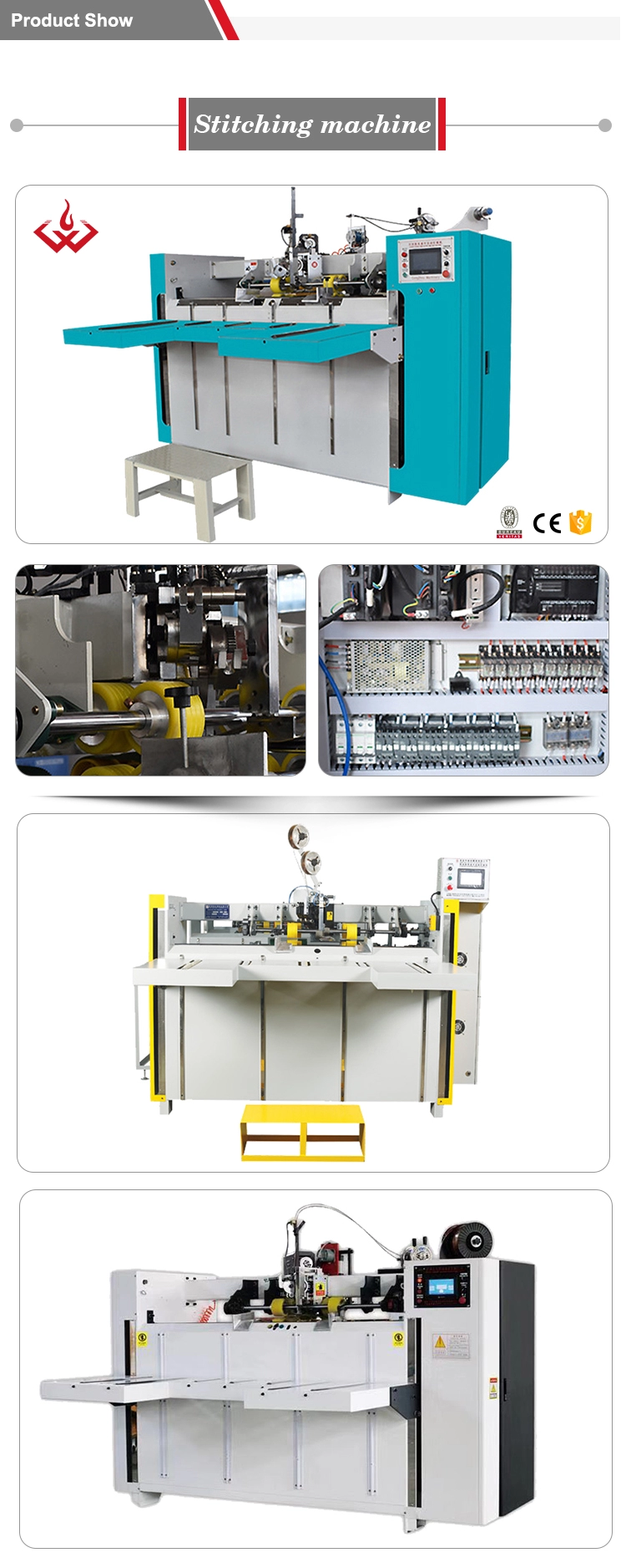 servo motor control corrugated box stitching machine