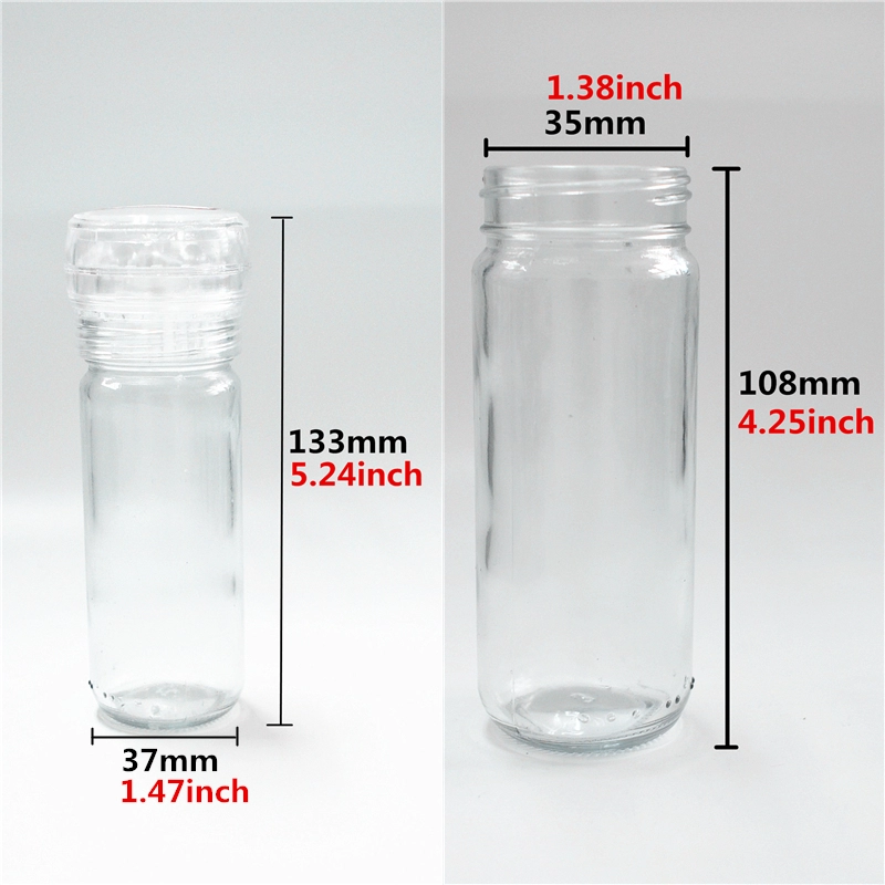 100ml Glass Jar With Adjustable Plastic Pepper Salt Mill Herb Spice Grinder
