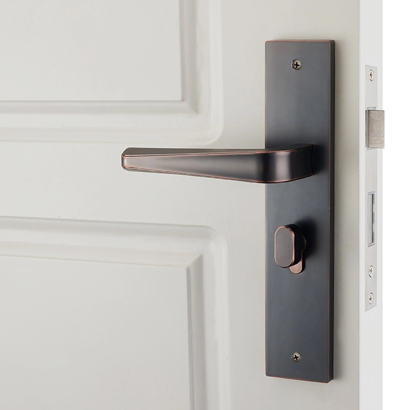 Durable In Use Plain Long Plate Cover Door Handle Lock Set