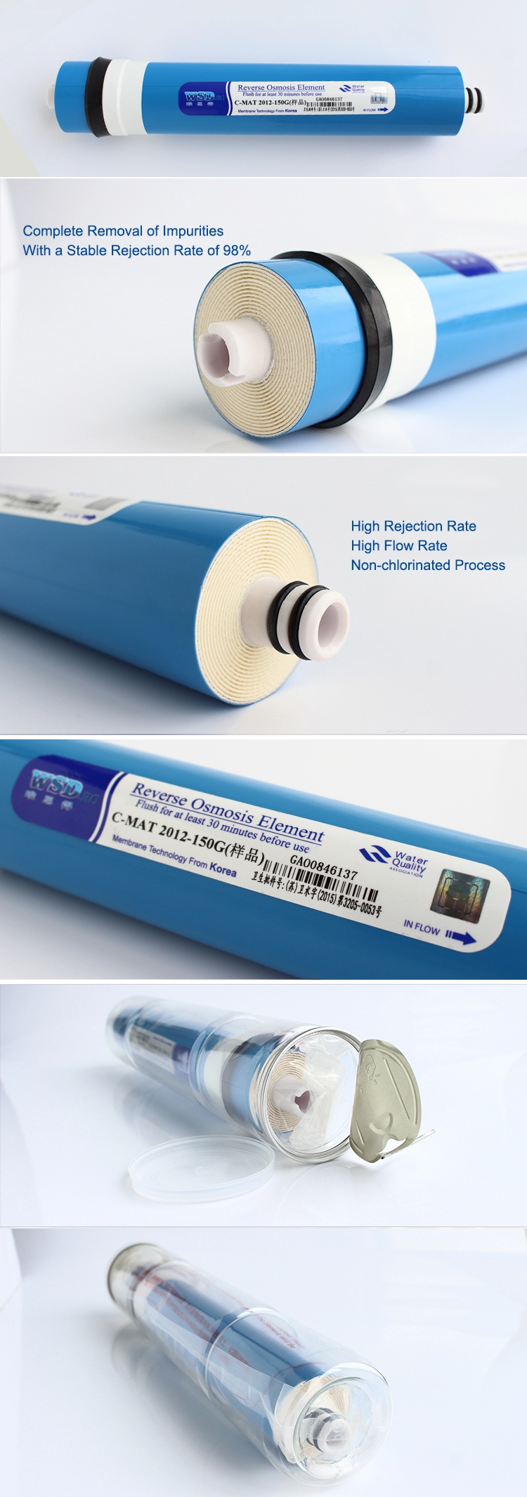 popular residential use blue tape 2012-150G RO membrane 2012-150