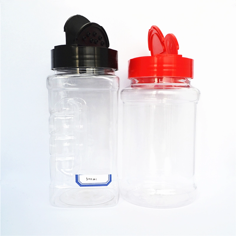 500ml square PET plastic spice shaker seasoning bottle spice jar