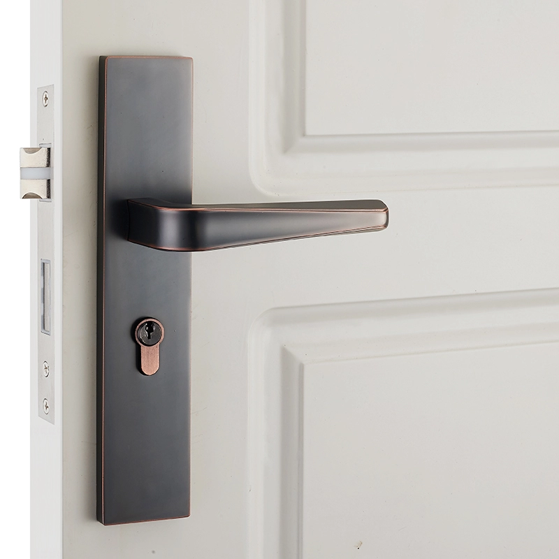 Durable In Use Plain Long Plate Cover Door Handle Lock Set