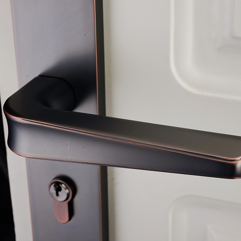 Durable In Use Plain Long Plate Cover Door Handle Lock Set