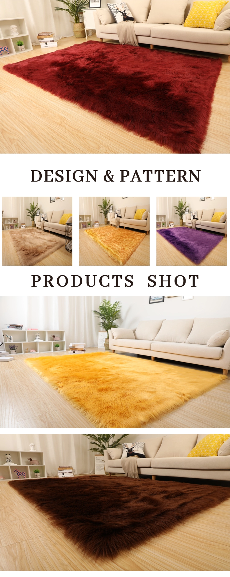 New Popular Sheepskin Plush Fur Rugs Bedroom Fake Lambskin Modern Rug for Room Artificial Fur Rug Faux Fur Carpet