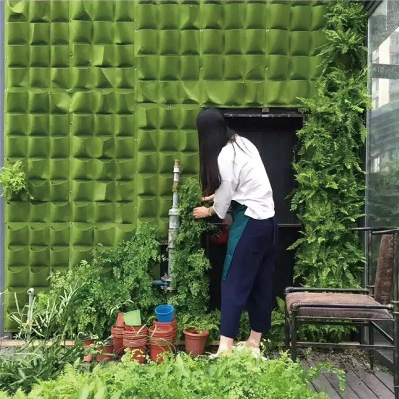 7 36 49 pockets vertical wall hanging garden plant bag felt planter grow bag for Flower Vegetable