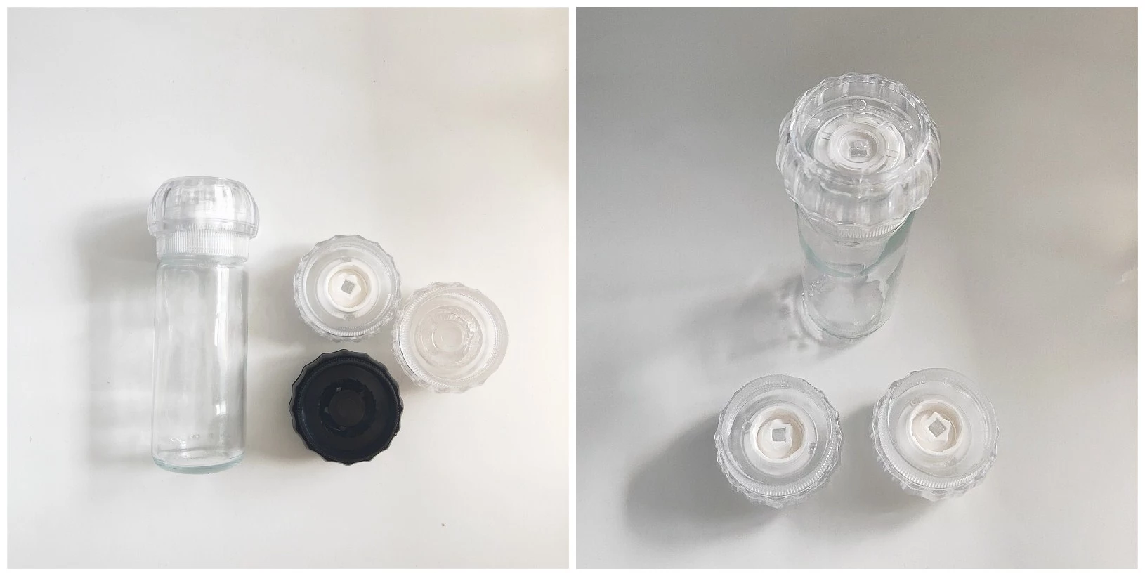 ceramic core pepper and salt mill spice grinder with 100ml glass bottle