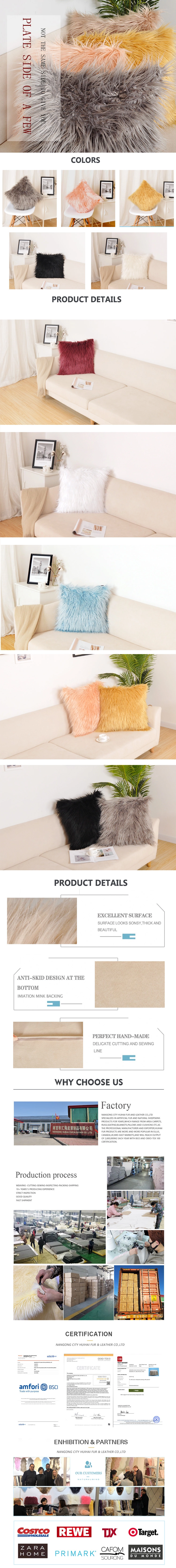 Nordic Style high quality Faux Fur Custom Pillow Case Throw Pillow for home decorative