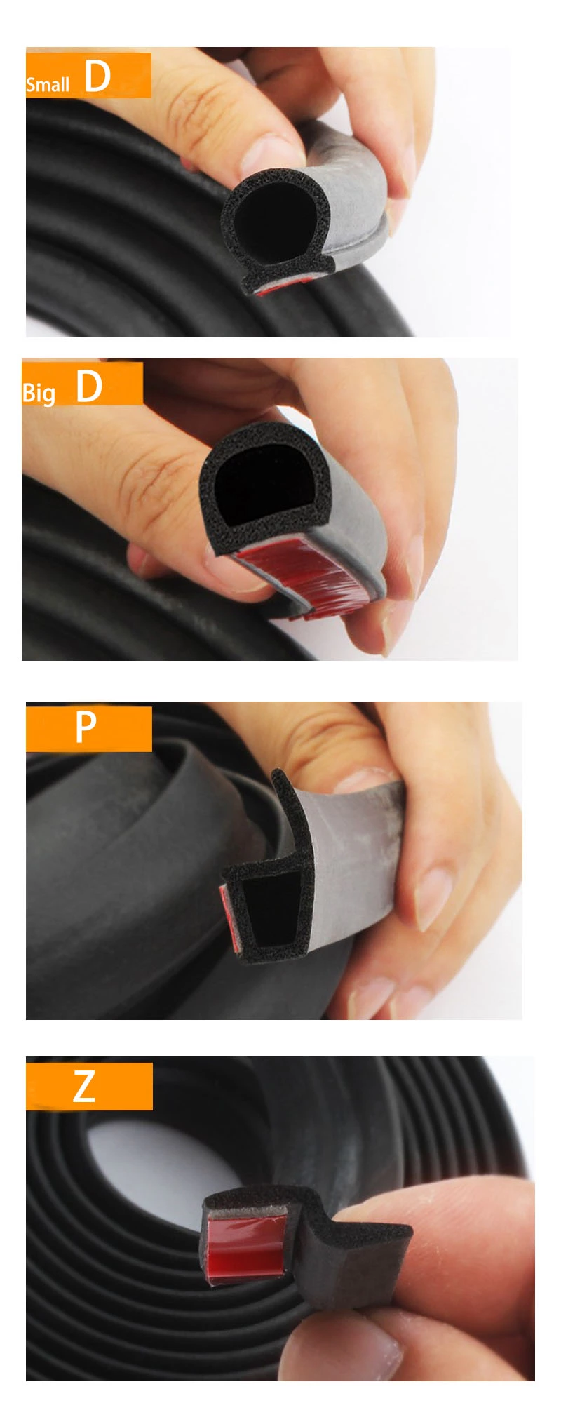 Design Car Door Window Adhesive Backed Strips Rubber Seal Strip