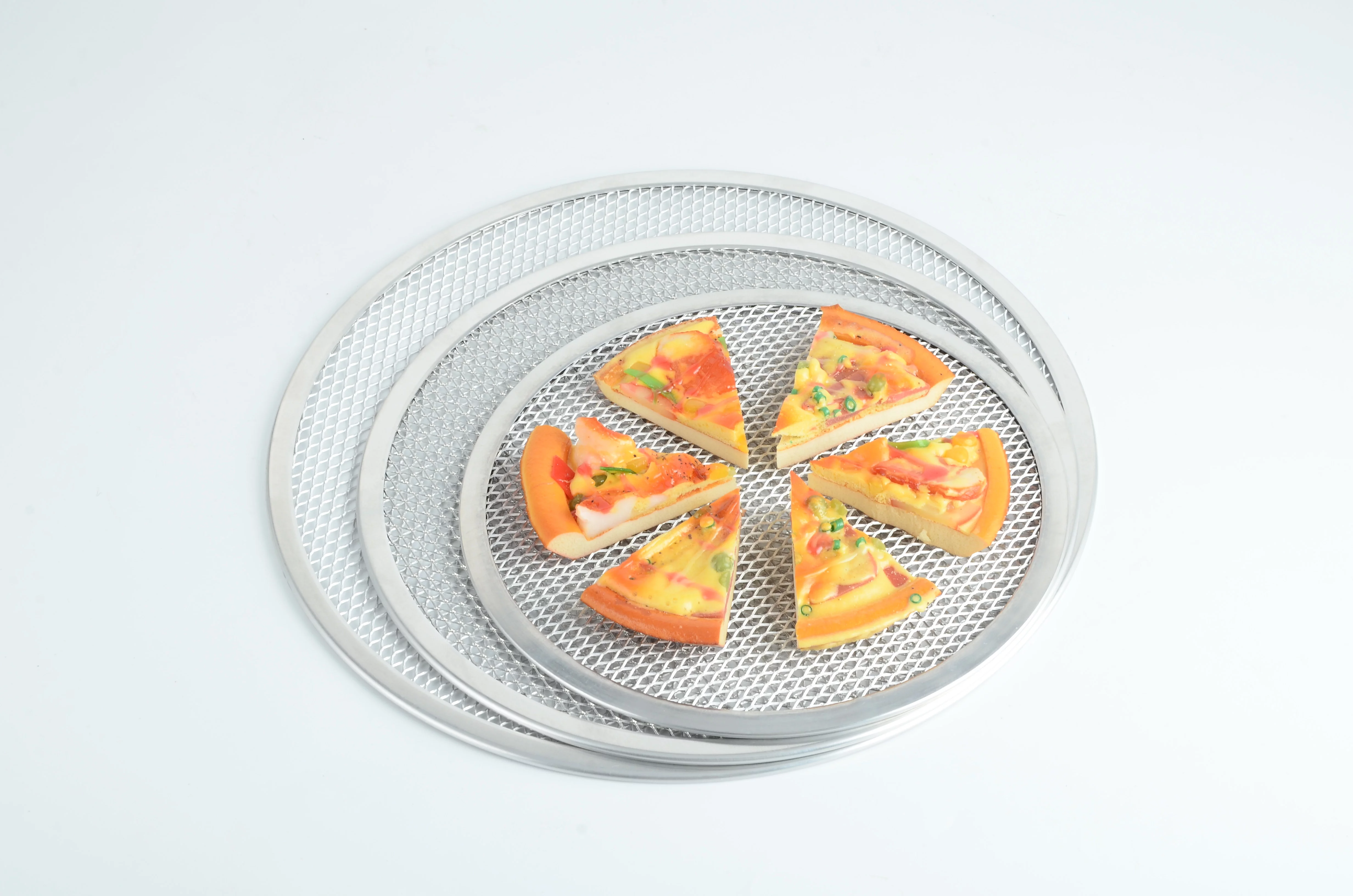 Round mesh screen baking pan aluminum pizza mesh pan