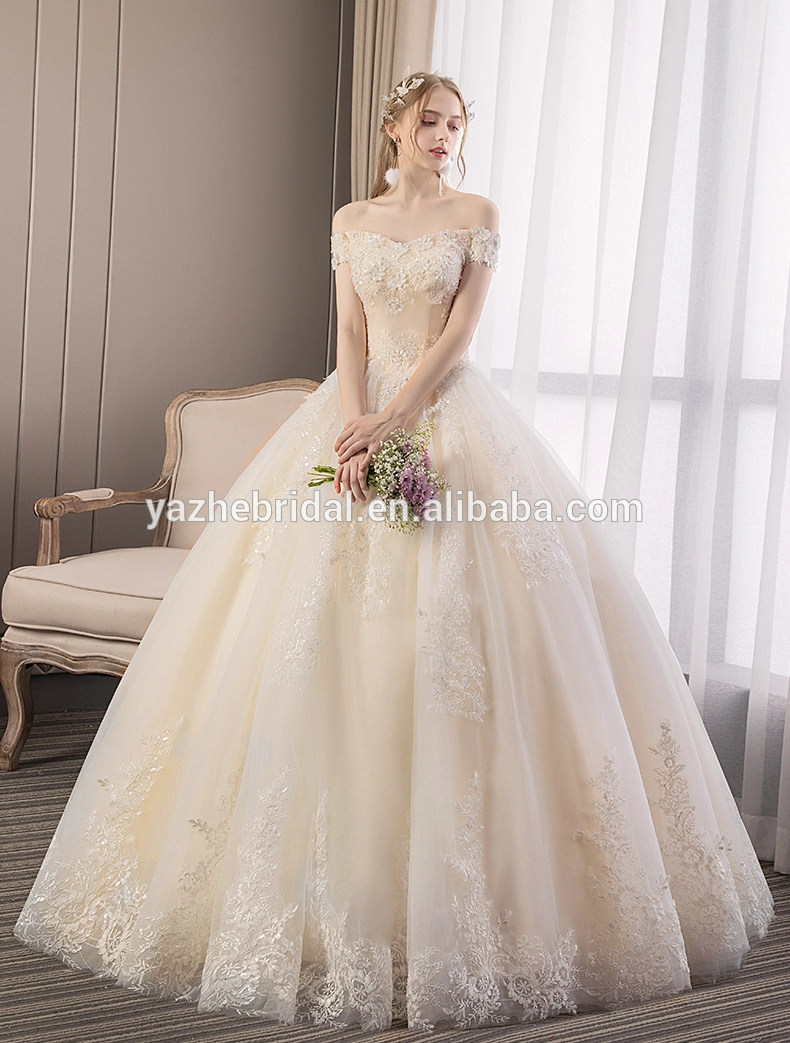 New style 2020 wedding dresses bride dress floor length A word shoulder princess dresses